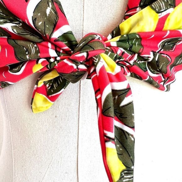 Beach Betty by Miracle Brands Slimming Tie Front Bikini Top Fruit Print Coral Ye - Picture 2 of 10